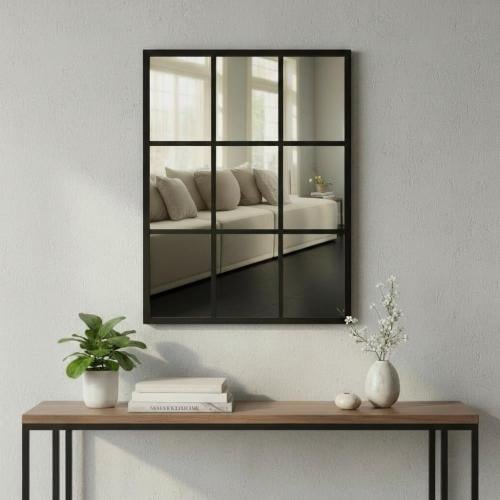 مرايه ديكور مقسم حجم صغير بإطار اسود