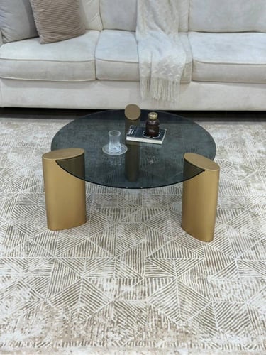 طقم طاولات ضيافة مع4 خدمه زجاج اسود