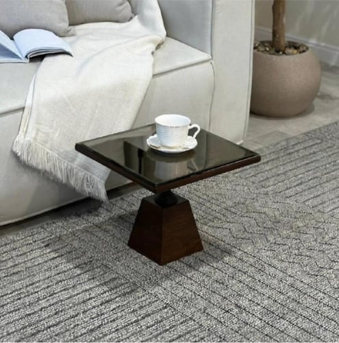 طقم طاولات ارضي طح مرايا مع 6 خدمه