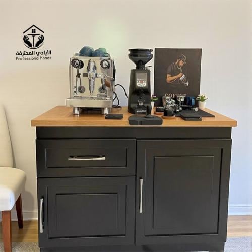☕️ بار قهوة بتصميم عصري – سطح خشب MDF مقاوم للماء