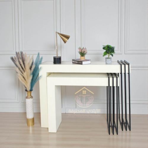 طقم مدخل خشب MDF وهيكل حديد أسود – تصميم مزدوج أني...