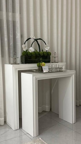 طقم مدخل خشب MDF أبيض – لمسة عصرية بنقاء التصميم