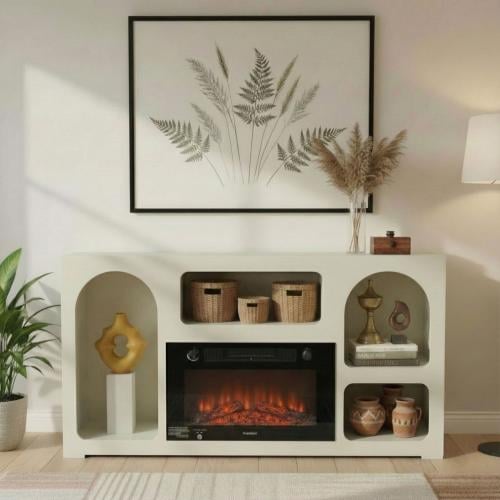 دفايه ديكور مع ارفف لون أوف وايت - تصميم دافئ