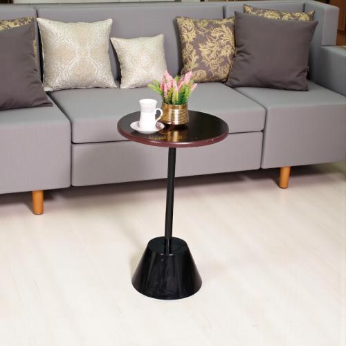 طاولة خدمة سطح خشب لون بني وقاعدة حديد لون أسود