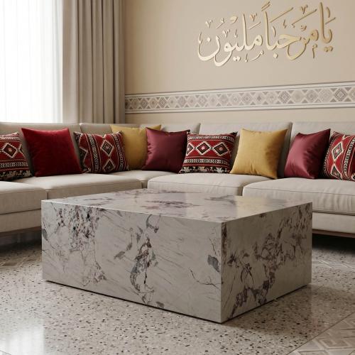 طاولة قهوة رئيسية بتصميم بديل الرخام لغرف المعيشة