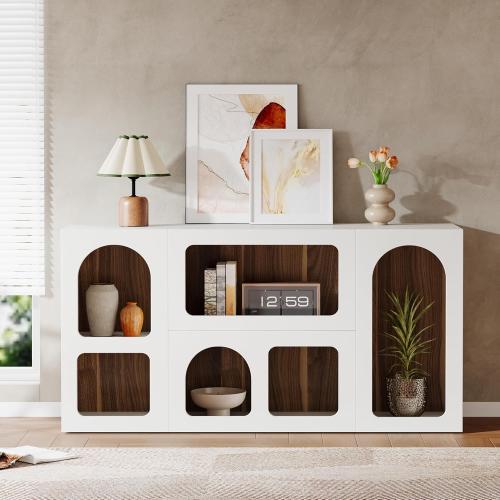 كونسول مدخل خشبي أبيض - تصميم فني عصري متعدد الفتح...