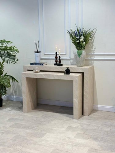 طقم مدخل مودرن بديل رخام بلون فاتح | أناقة فاخرة ل...