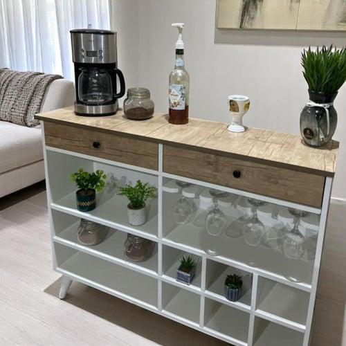 ركن كوفي مع 2 ادراج و ارفف مربعه متعدده