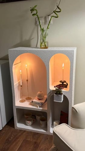 خزانة بتصميم أرفف خشبى حديثة - رش أمريكي خشن