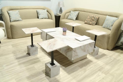 طقم طاوله بديل رخام مع اربع خدمه