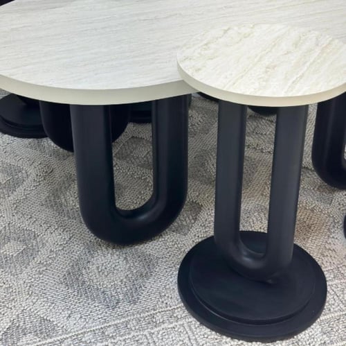 طقم طاولات بديل رخام 7قطع قاعده خشب اسود