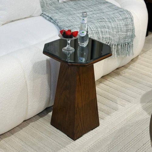 طقم طاولات ضيافة بني مع 6 خدمه