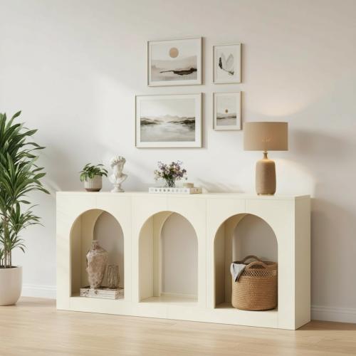 كونسول مدخل خشبي أوف وايت - تصميم فني وعصري