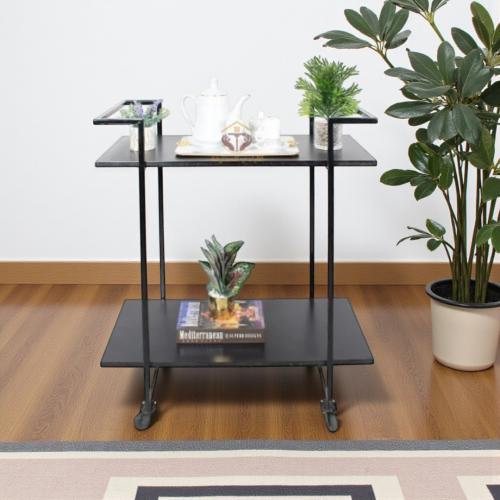 عربة تقديم حديد سطح خشب اسود