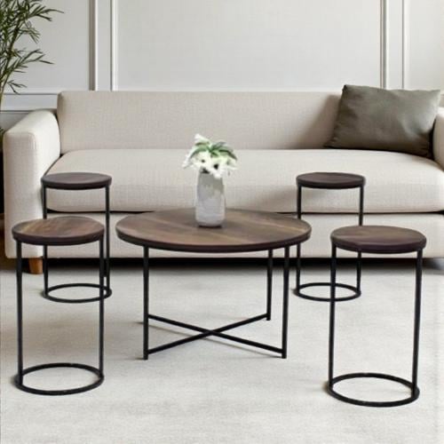 طقم طاولات 4 طاولات خدمة – أنيقة دائرية بتصميم فاخ...