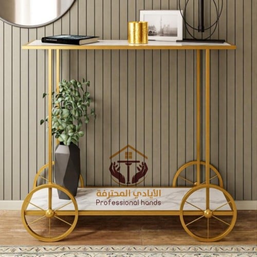 مدخل كونسول بلون ذهبي وأبيض – قاعدة حديد بطلاء فرن...