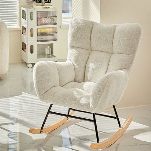 كرسي ليزي هزاز خشبي للاسترخاء حديث