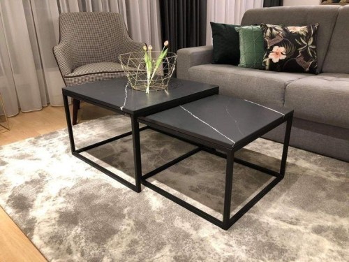 طاوله مزدوجه تقديم حديد سطح رخام طبيعي