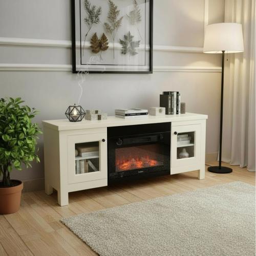 دفايه ديكور مع ارفف لون أوف وايت - تصميم دافئ