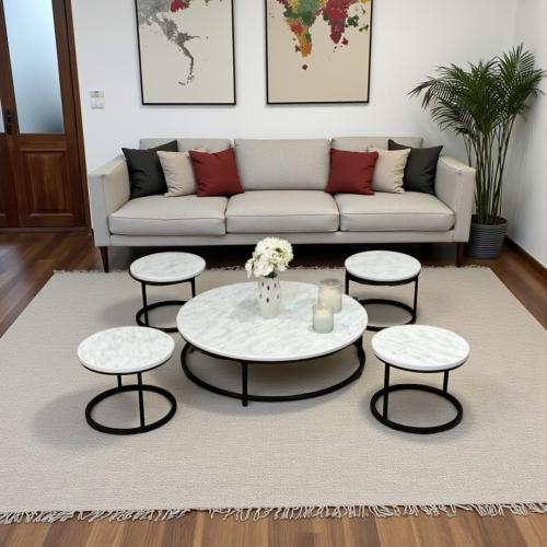 طقم طاولات خشب ارضي 5قطع