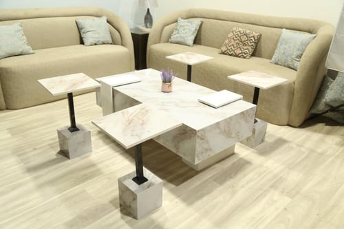 طقم طاوله بديل رخام مع اربع خدمه