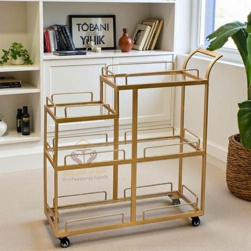 عربة ضيافة ترولي 4 أدوار ذهبي – تصميم عملي بلمسة أ...