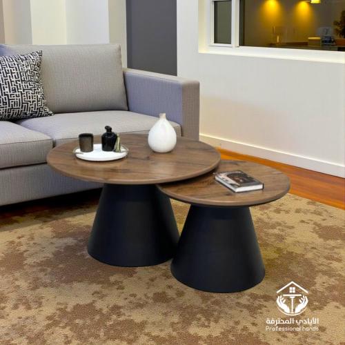 طقم طاولتين متداخله خشب بني