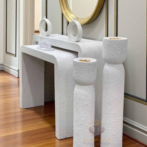 طقم طاولتين مدخل كونسول خشب أبيض