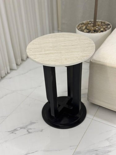 طاوله خدمه مفرد خشب اسود بسطح بديل رخام