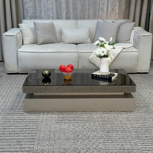 طقم طاولات سطح مرايه مع 6 خدمه