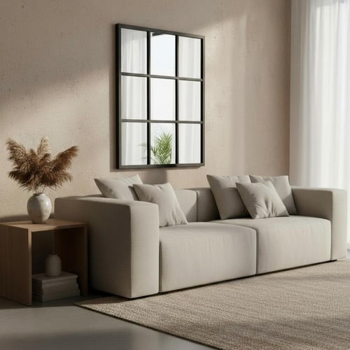 مرايه ديكور مقسم حجم صغير بإطار اسود