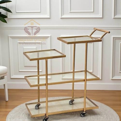 عربة ضيافة ترولي 4 أدوار ذهبي