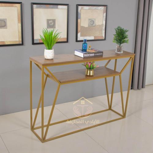 مدخل كونسول ذهبي – خشب MDF بتصميم دورين أنيق وعصري