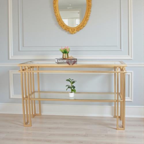 كونسول مدخل دورين بلون ذهبي – فخامة التصميم وأناقة...