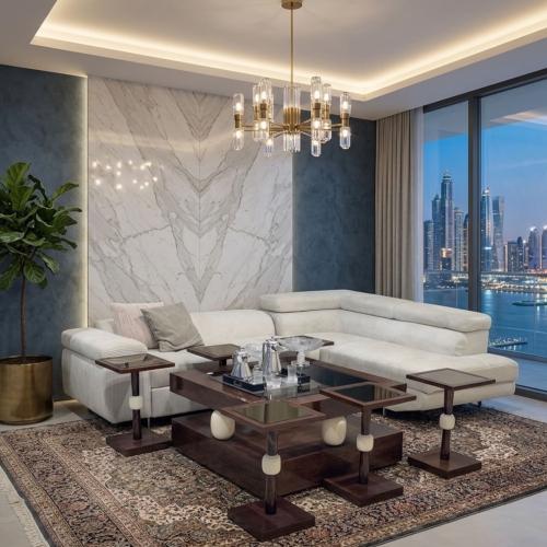 طقم طاولات خشب سنديان سطح زجاج اللون بني محروق