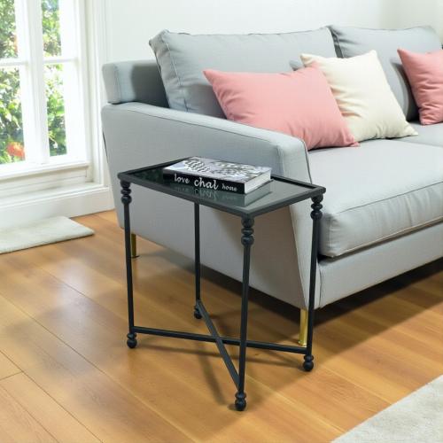 طاولة خدمة سطح زجاج قاعده حديد لون اسود