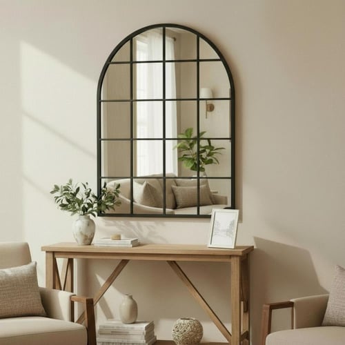 مرايه ديكور مقسم حجم صغير بإطار اسود