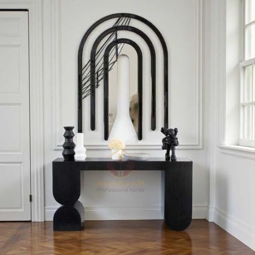 مدخل كونسول خشب أسود مع مرآة – أناقة متكاملة بتصمي...