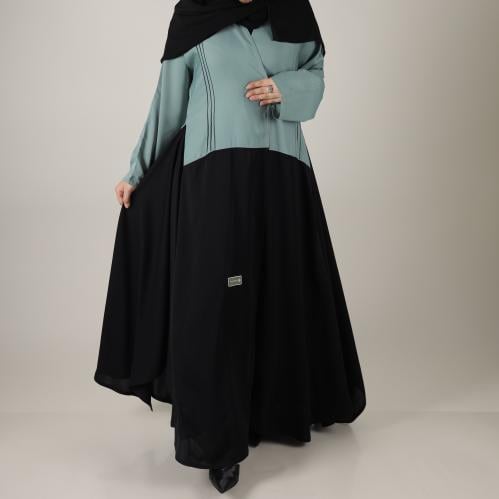 Black and Light Blue Abaya