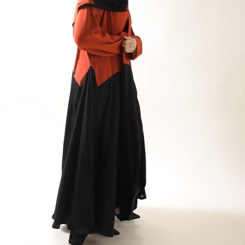 Black and Dark Orange Abaya