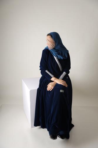 Navy Velvet Abaya