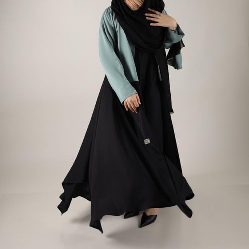 Black and Light Blue Abaya