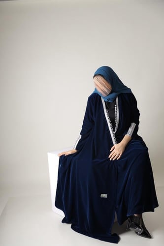 Navy Velvet Abaya