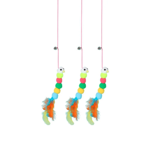 لعبة تفاعلية للقطط المنزلية بتصميم سنارة مع ريش وذ...