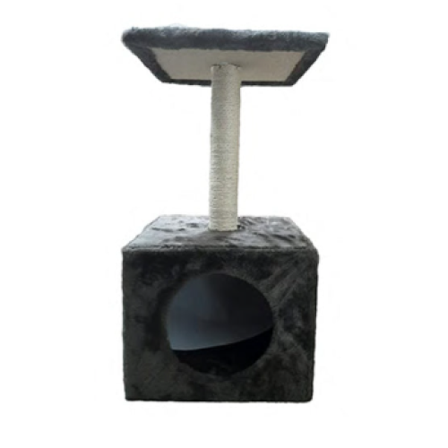 خداشة قطط مع كوخ وسرير للراحة لون بني