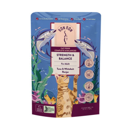 رون رون اكل قطط بالتونه والسمك الابيض - ظرف 75 جم