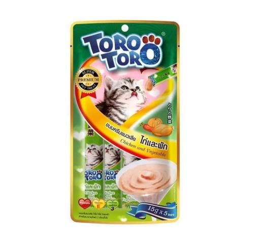 تورو مكافاة للقطط بالدجاج والخضروات كريمية 5×15 جم