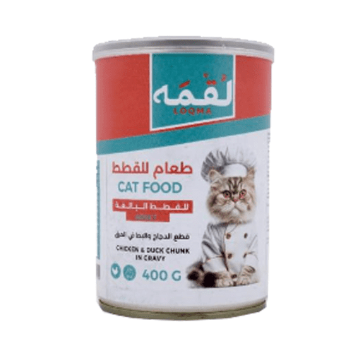 لقمه اكل رطب للقطط البالغة بقطع الدجاج والبط في ال...