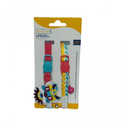 طقم أطواق قطط قطعتين بتصميم وجه التنين مع جرس