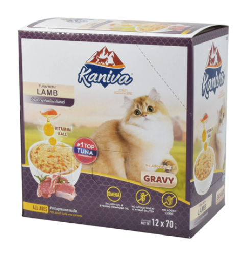 كانيفا طعام قطط رطب بالتونة مع لحم الضاني في المرق...